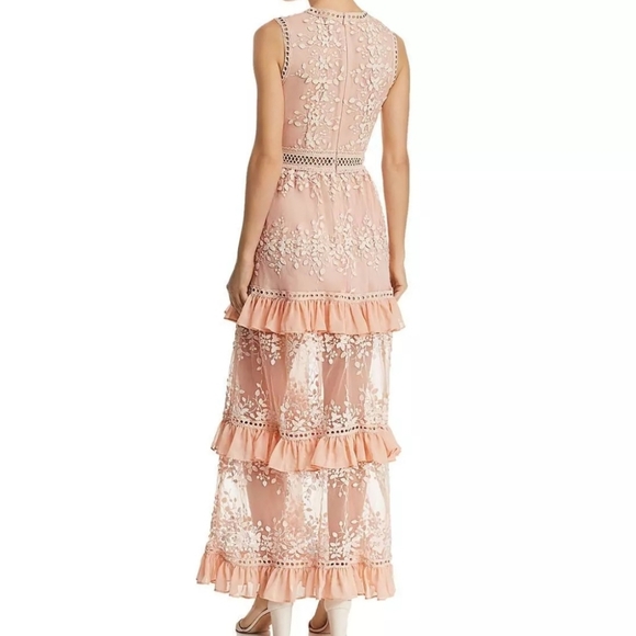 Aqua Womens Blush Embroidered Flounce Maxi Party Night Out Dress Medium - Picture 2 of 13